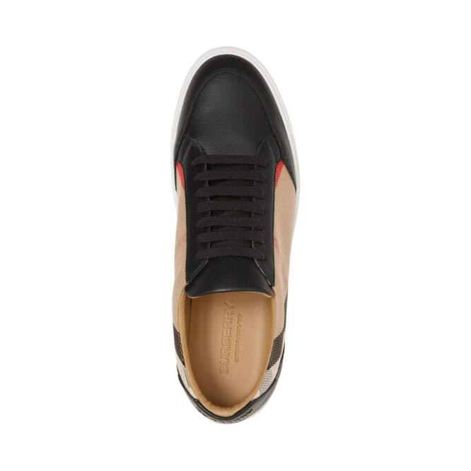 Burberry Black Leather New Salmond Sneakers - Image 4
