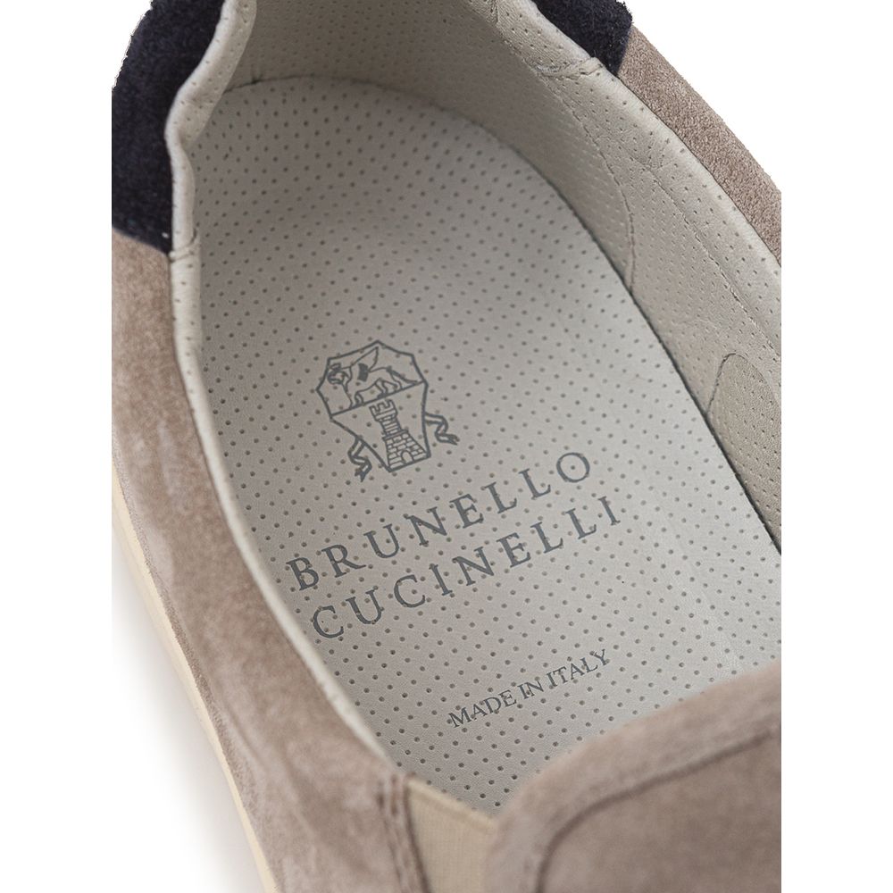 Brunello Cucinelli Beige Leather Slip-On Loafers - Image 6