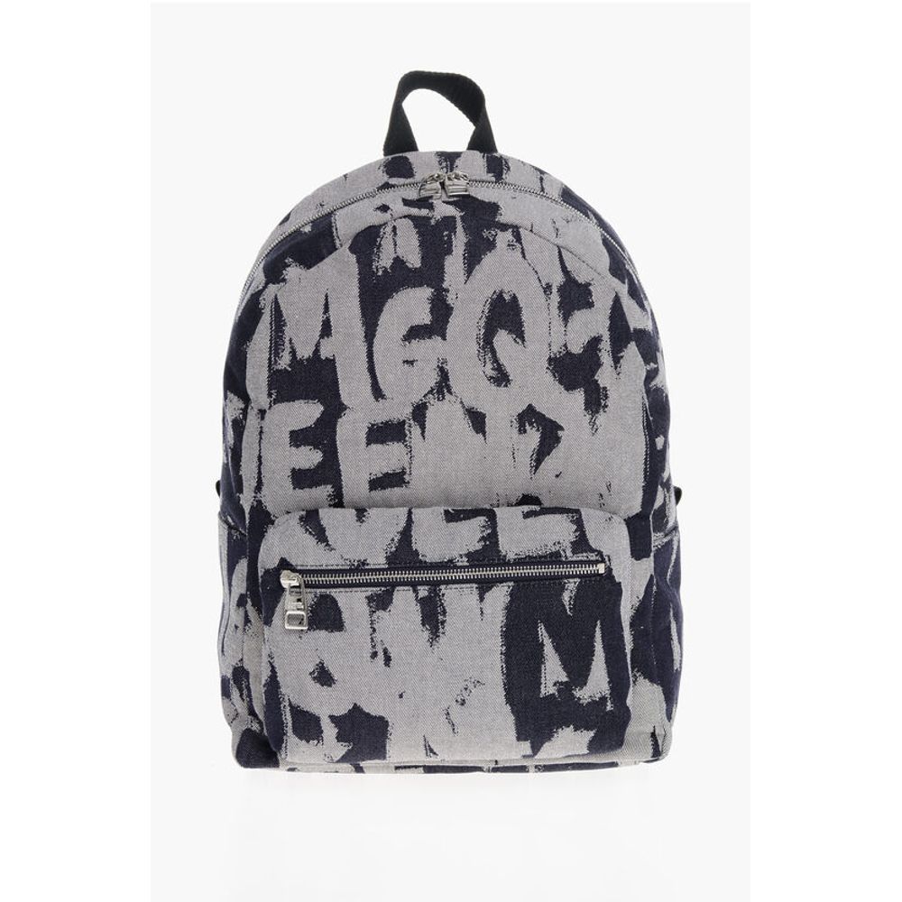 Alexander McQueen Jacquard Denim METROPOLITAN Backpack with Monogram Motif