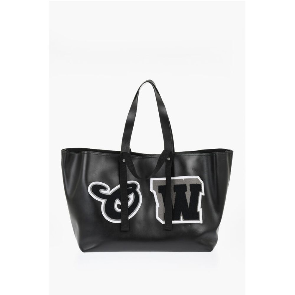 Off-White Leather DAY OFF VARSITY Weekend Bag with Contrasting Patches
