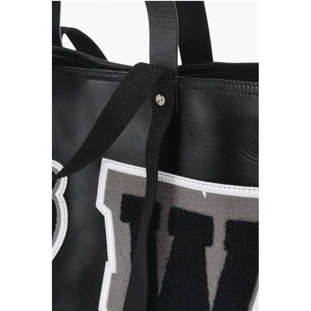 Off-White Leather DAY OFF VARSITY Weekend Bag with Contrasting Patches - Image 2
