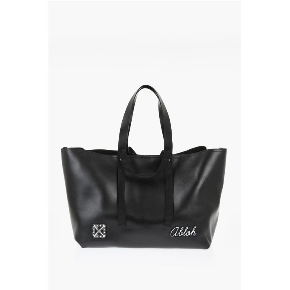 Off-White Leather DAY OFF VARSITY Weekend Bag with Contrasting Patches - Image 4