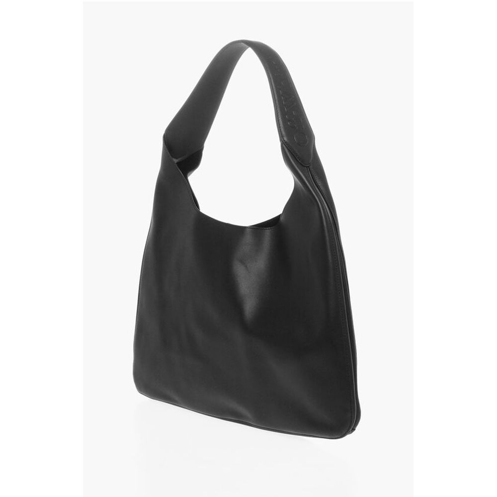 Off-White Solid Color Leather METROPOLITAN Hobo Bag - Image 2
