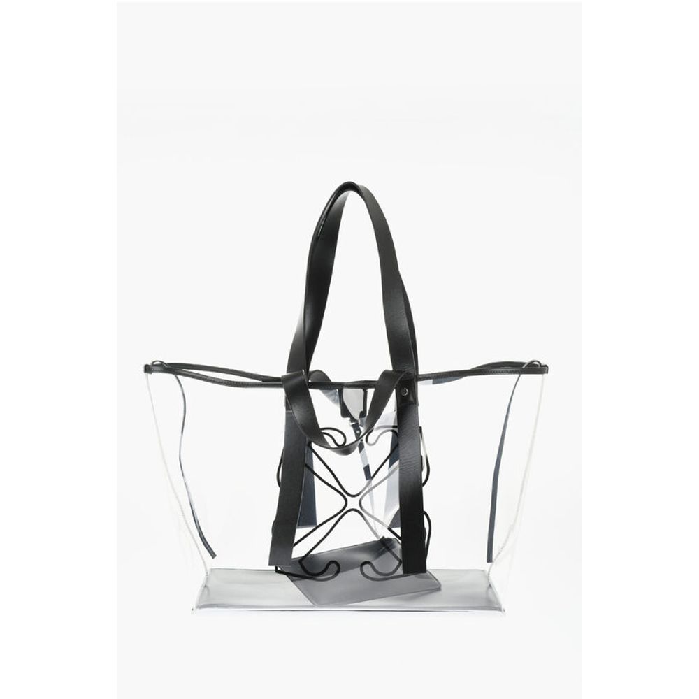 Off-White See-Through Pvc Tote Bag with Leather Details