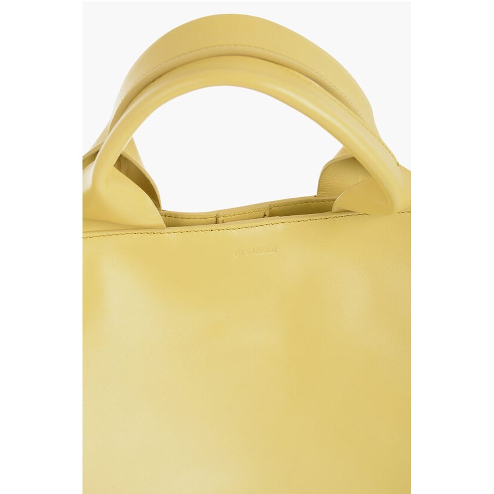 Jil Sander Leather Tote Bag with Removable Shoulder Strap - Image 2
