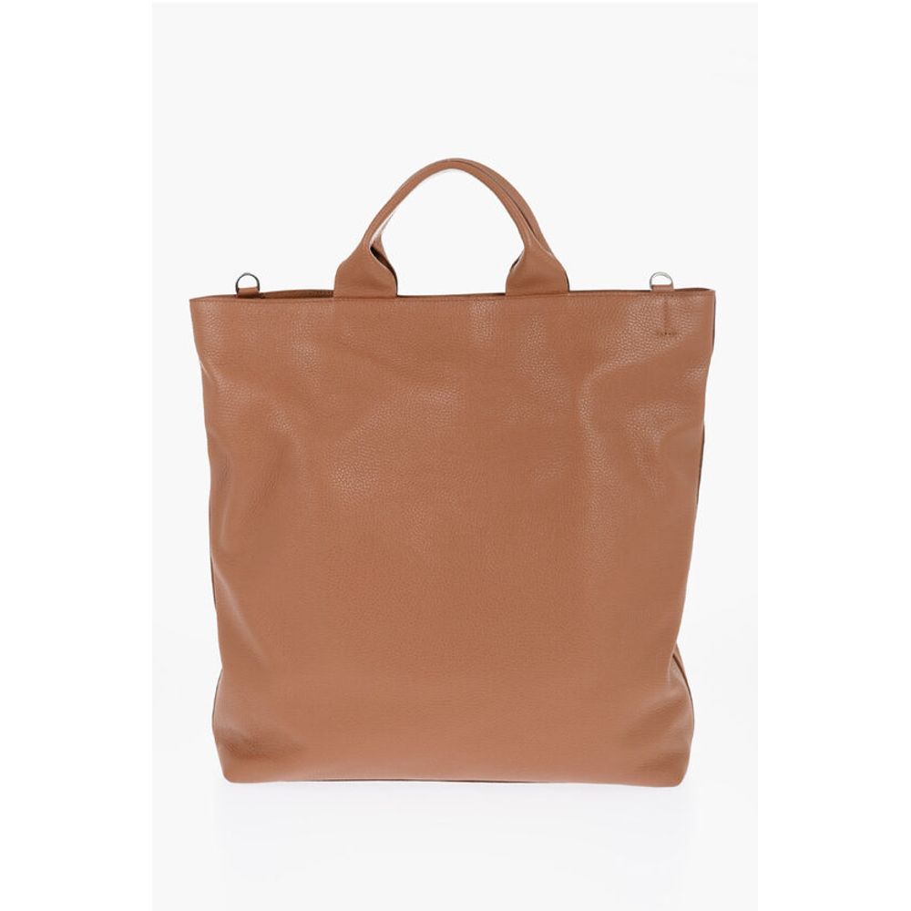 Jil Sander Textured Leather Tote Bag with Tape Shoulder Strap