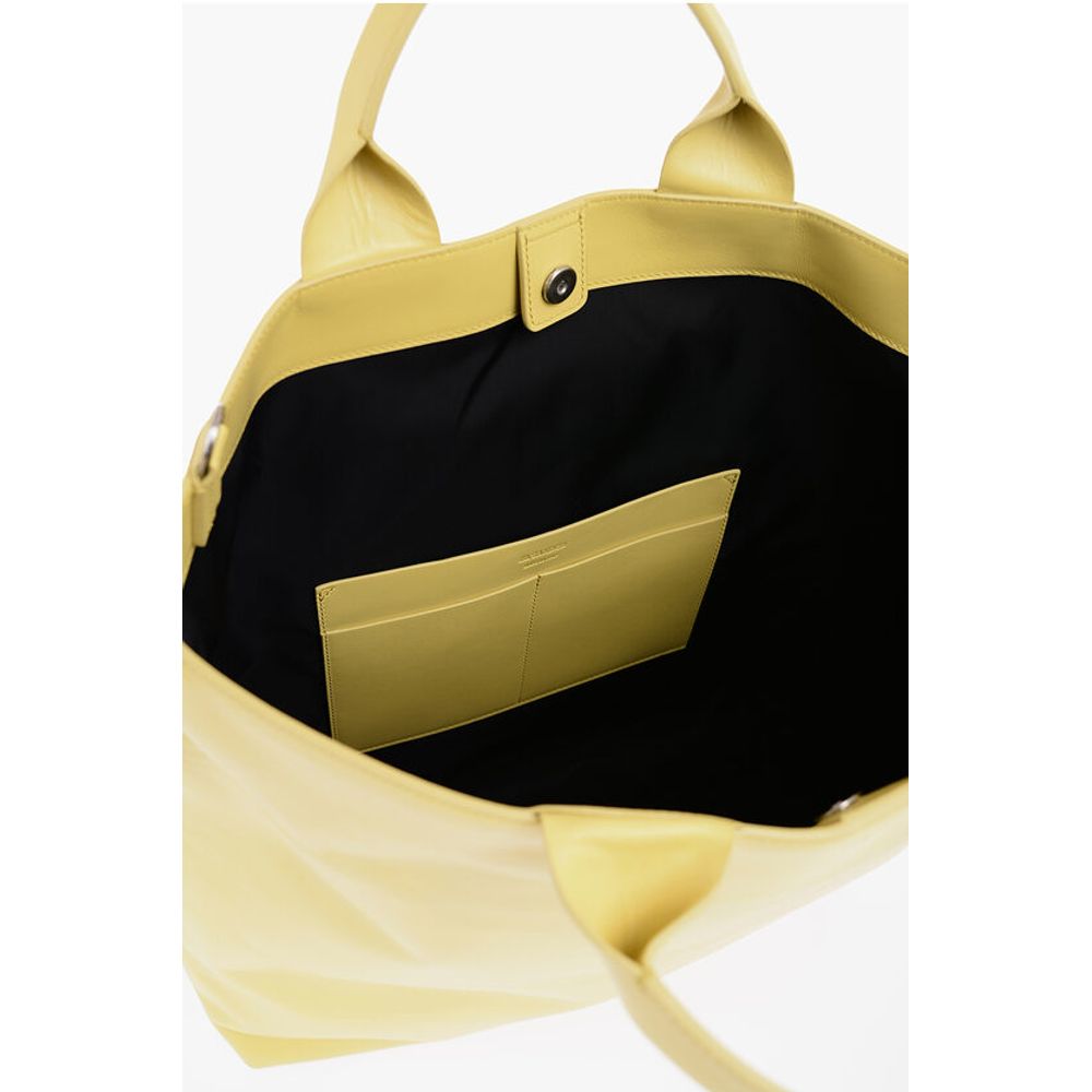 Jil Sander Leather Tote Bag with Removable Shoulder Strap - Image 4