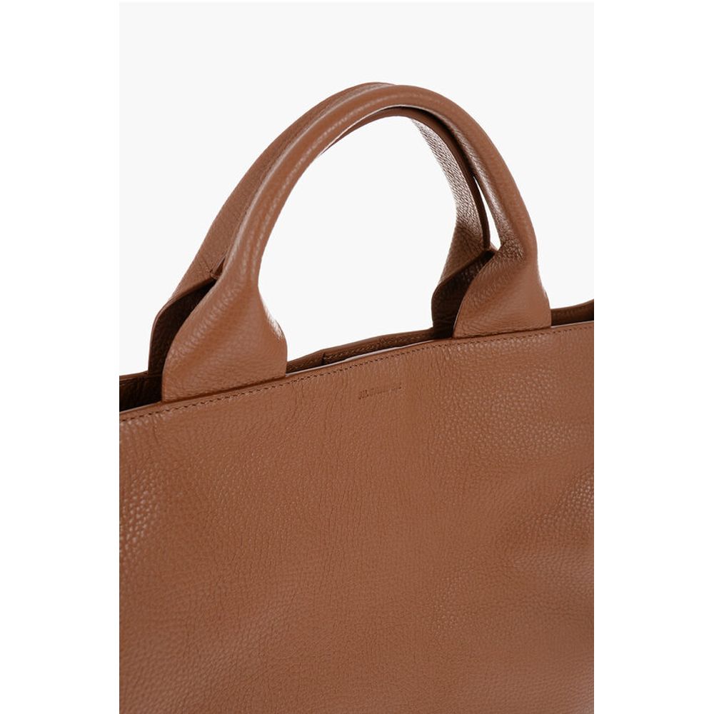 Jil Sander Textured Leather Tote Bag with Tape Shoulder Strap - Image 3