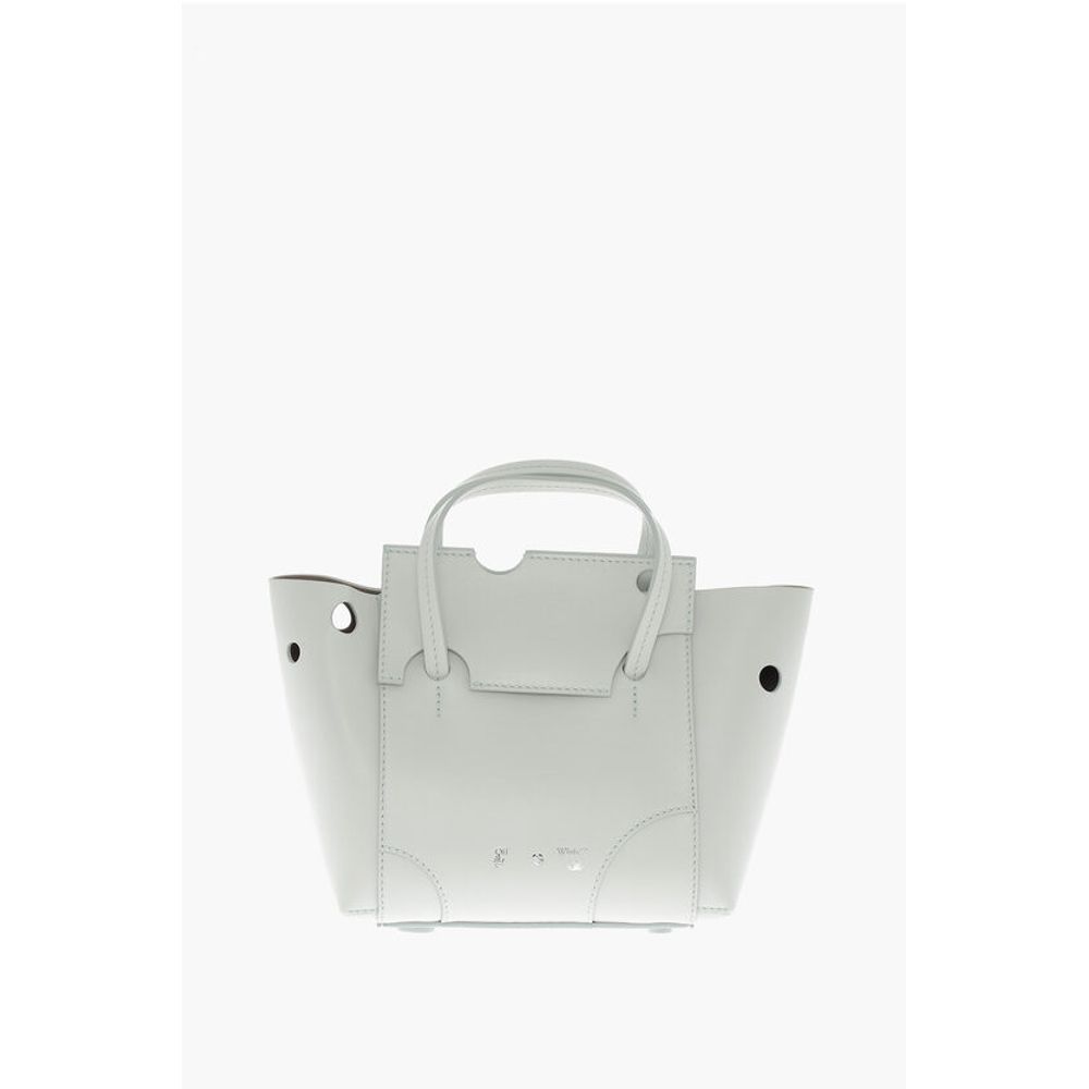 Off-White Leather BURROW Tote Bag with Cut-Out Details