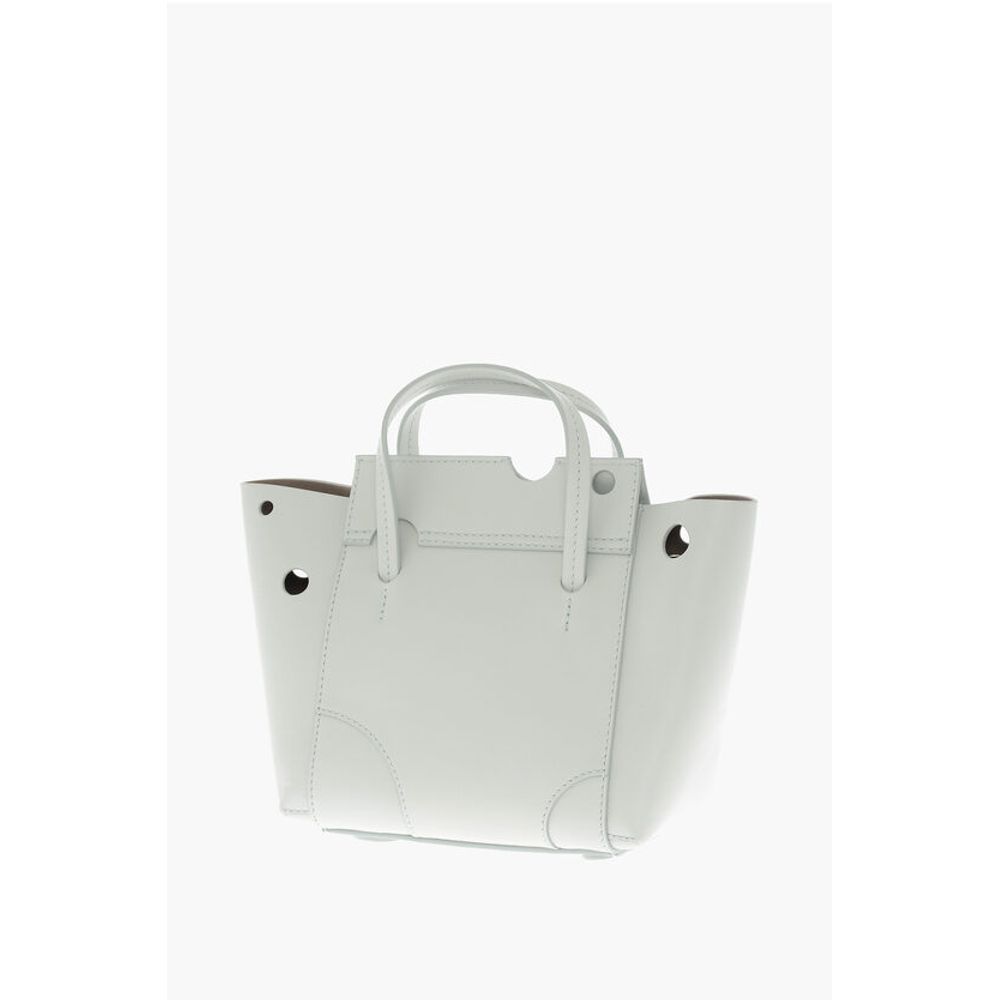 Off-White Leather BURROW Tote Bag with Cut-Out Details - Image 2