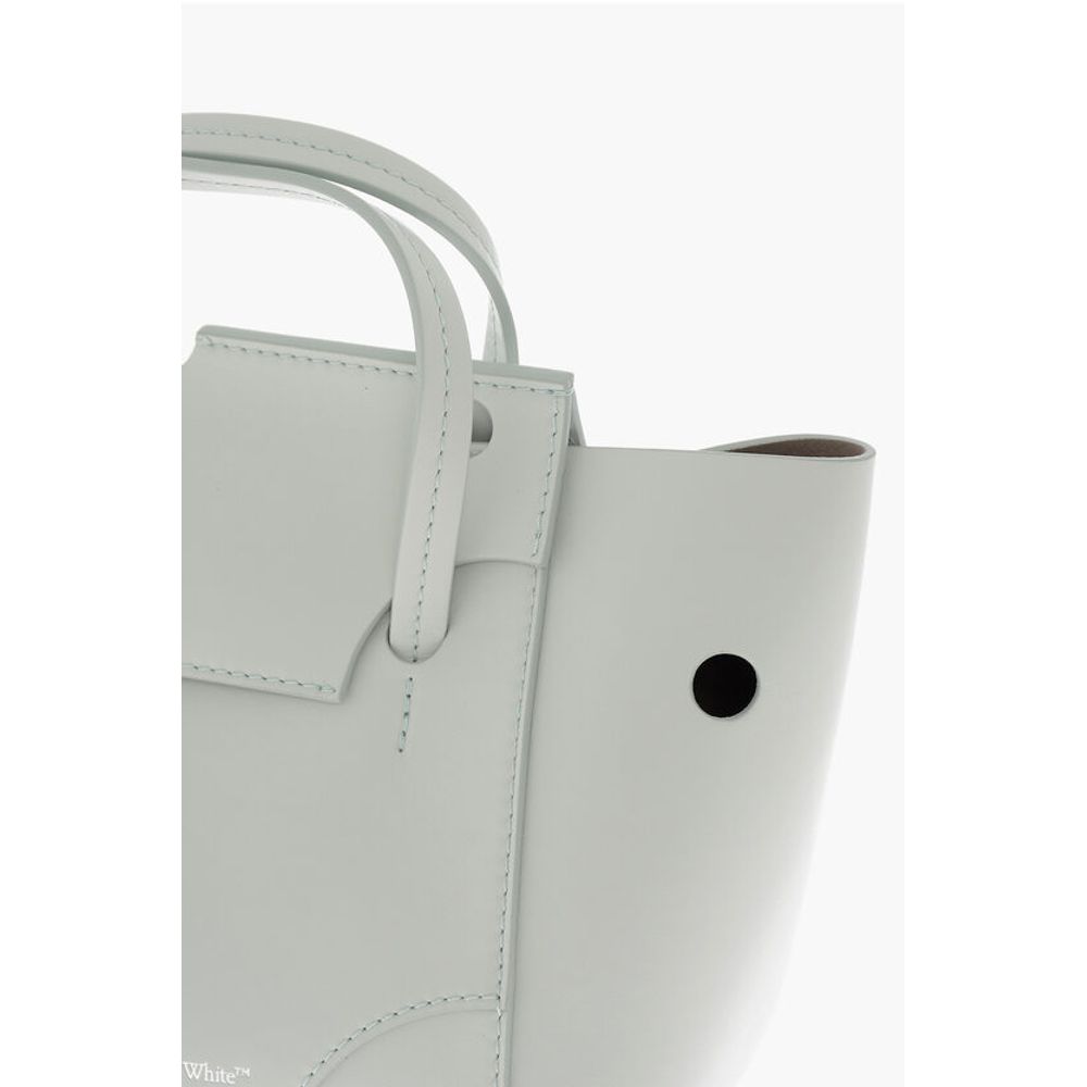 Off-White Leather BURROW Tote Bag with Cut-Out Details - Image 4