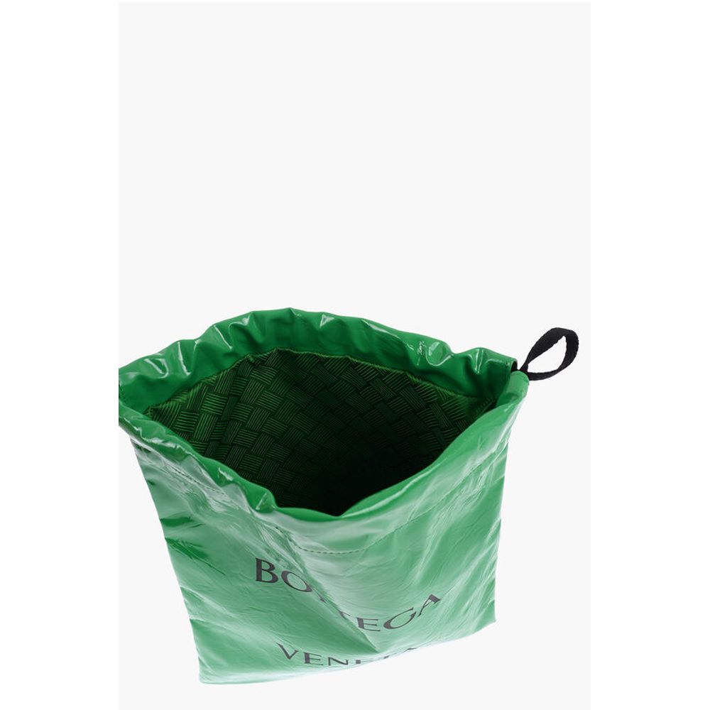 Bottega Veneta Creased Leather BADGE Drawstring Bag with Engraved Logo - Image 4