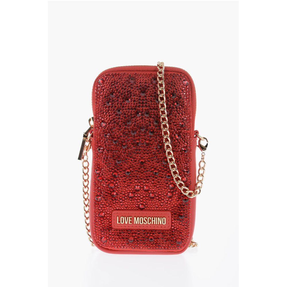 Moschino LOVE Rhinestone Pouch with Golden Chain
