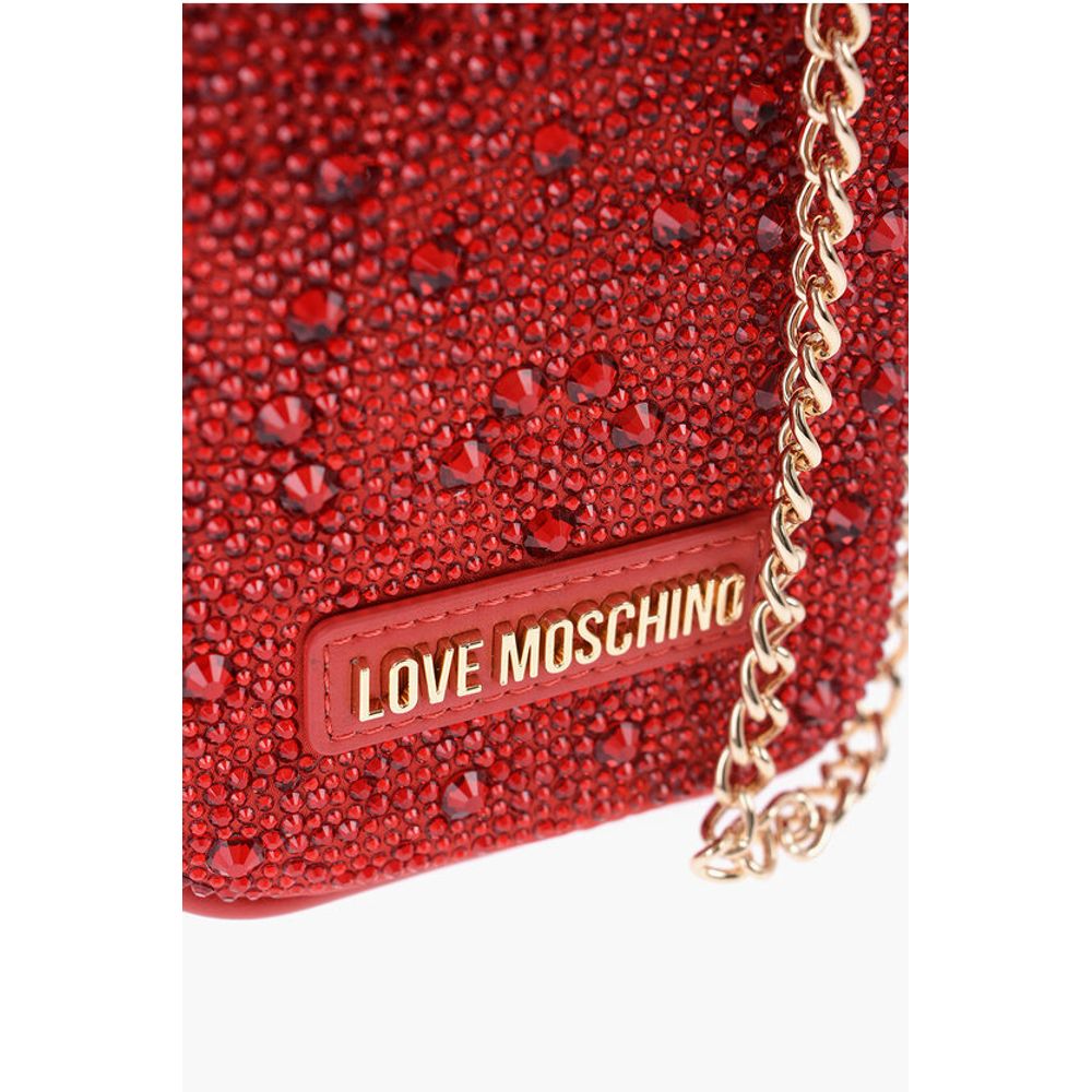 Moschino LOVE Rhinestone Pouch with Golden Chain - Image 2