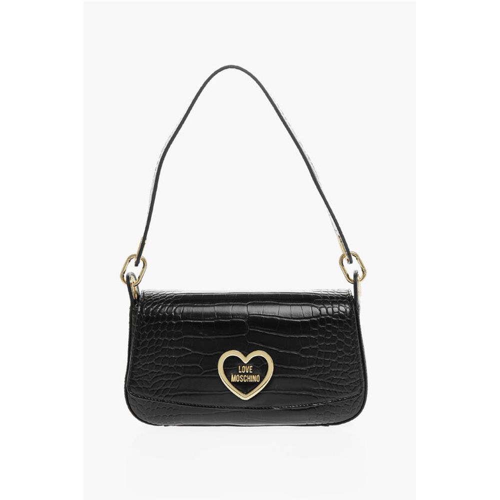 Moschino LOVE Crocodile Effect Faux Leather Shoulder Bag