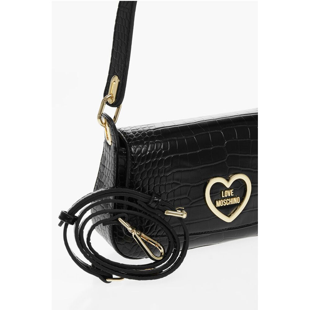 Moschino LOVE Crocodile Effect Faux Leather Shoulder Bag - Image 3