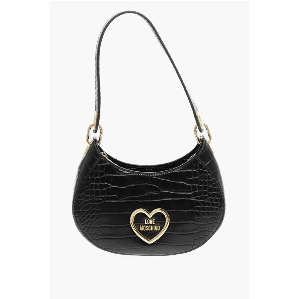Moschino LOVE Crocodile Effect Faux Leather Hobo Bag
