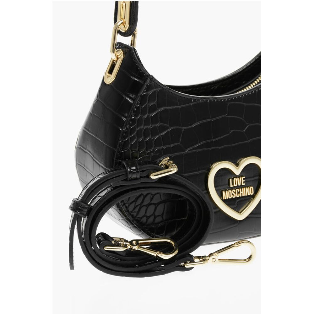 Moschino LOVE Crocodile Effect Faux Leather Hobo Bag - Image 3