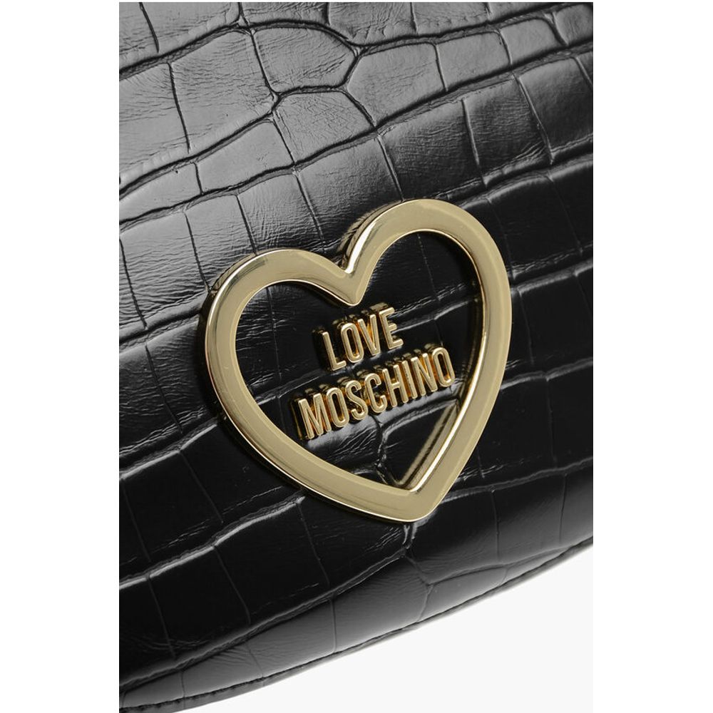 Moschino LOVE Crocodile Effect Faux Leather Hobo Bag - Image 4