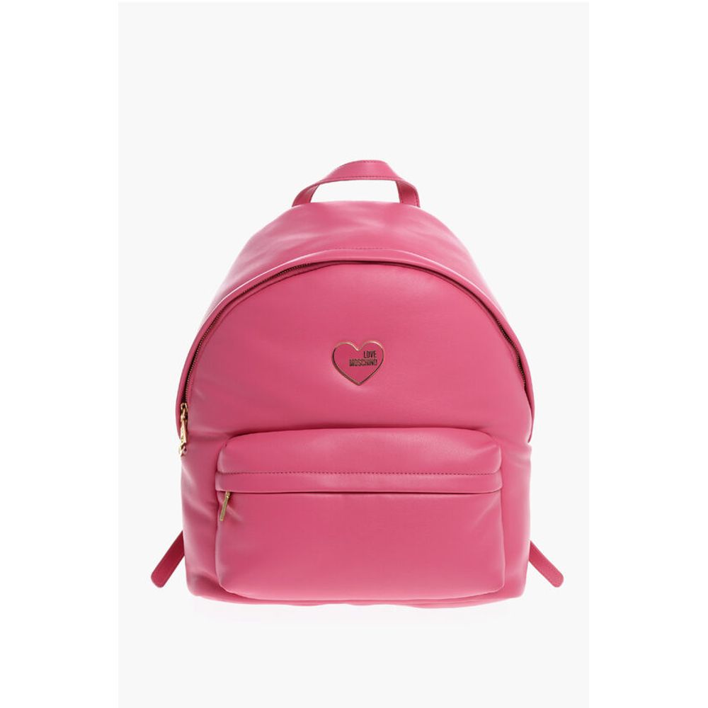 Moschino LOVE Faux Leather Backpack with Metal Heart
