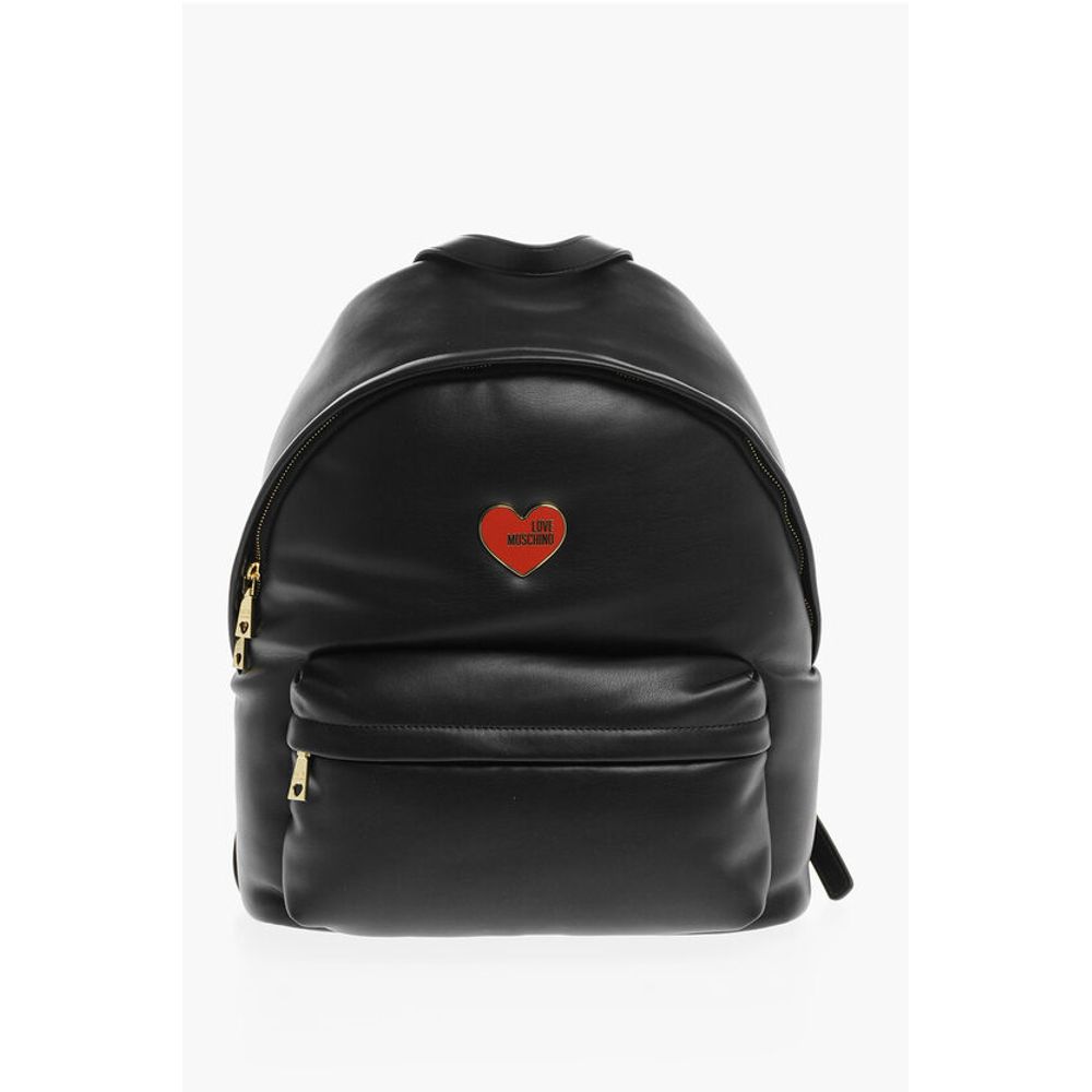 Moschino LOVE Faux Leather Backpack with Metal Heart