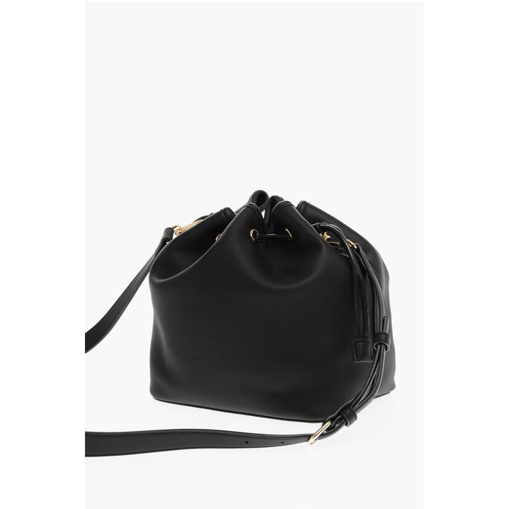 Moschino LOVE Faux Leather Bucket Bag with Golden Maxi Logo - Image 2