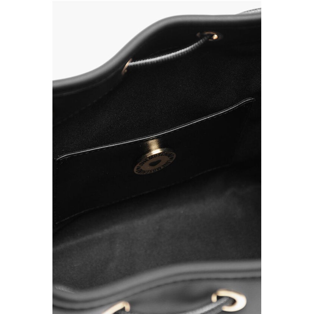 Moschino LOVE Faux Leather Bucket Bag with Golden Maxi Logo - Image 5