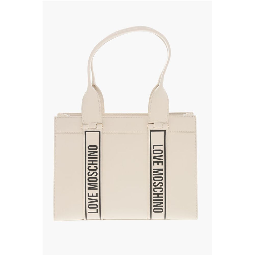 Moschino LOVE MOSCHINO Faux Leather Tote Bag with Logoed Bands