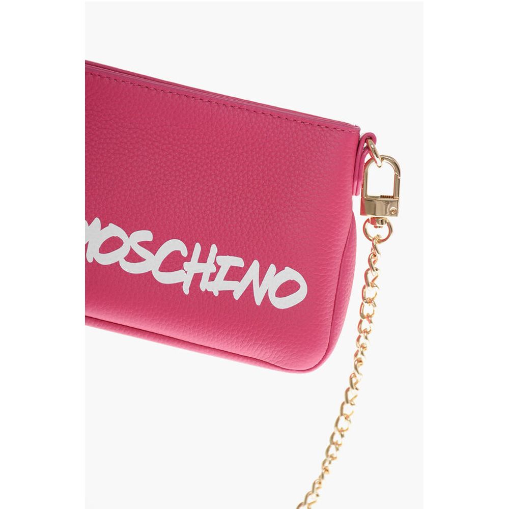 Moschino LOVE Textured Leather Shoulder Bag with Graffiti Logo-Print - Image 4