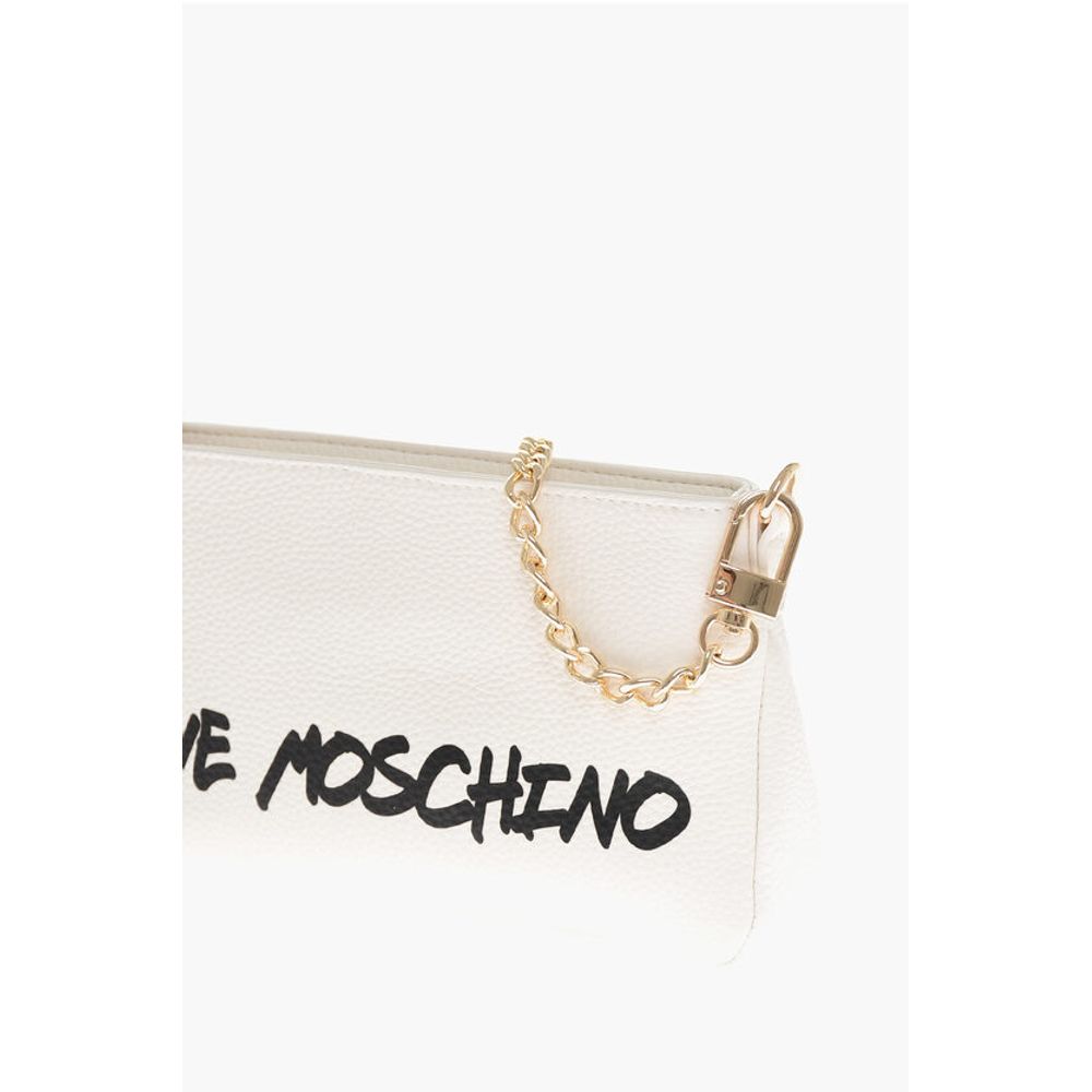 Moschino LOVE Textured Leather Shoulder Bag with Logo-Print - Image 3