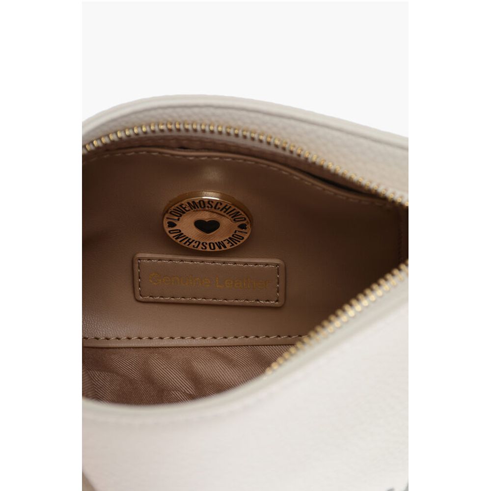 Moschino LOVE Textured Leather Shoulder Bag with Logo-Print - Image 4