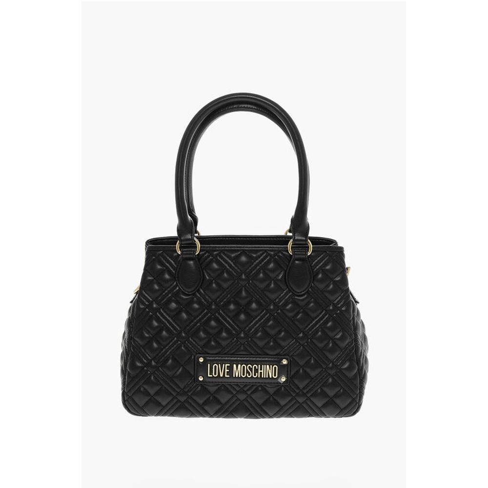 Moschino LOVE Quilted Faux Leather Hand Bag with Embossed Logos