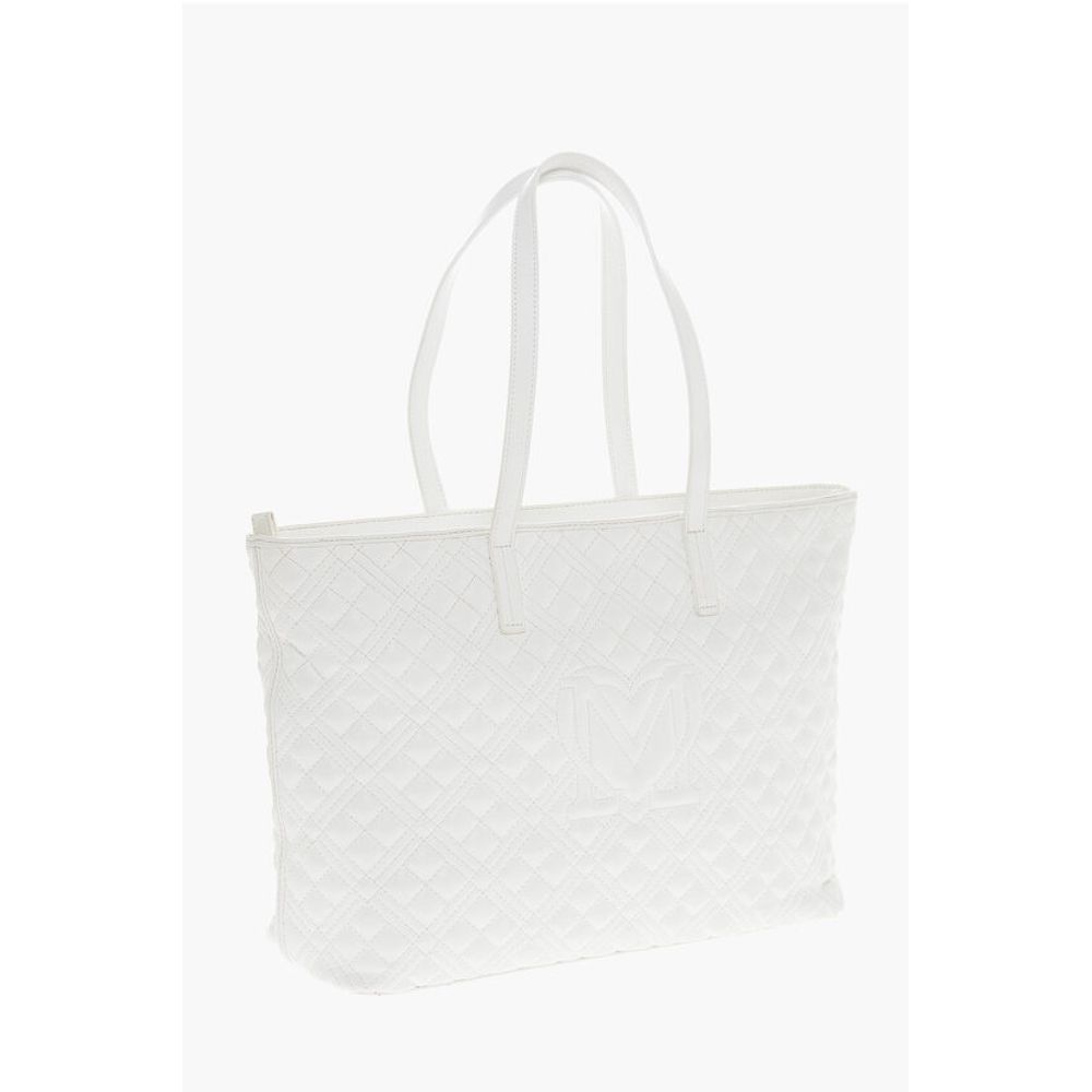 Moschino LOVE Quilted Faux Leather Tote Bag with Metal Logo - Image 2