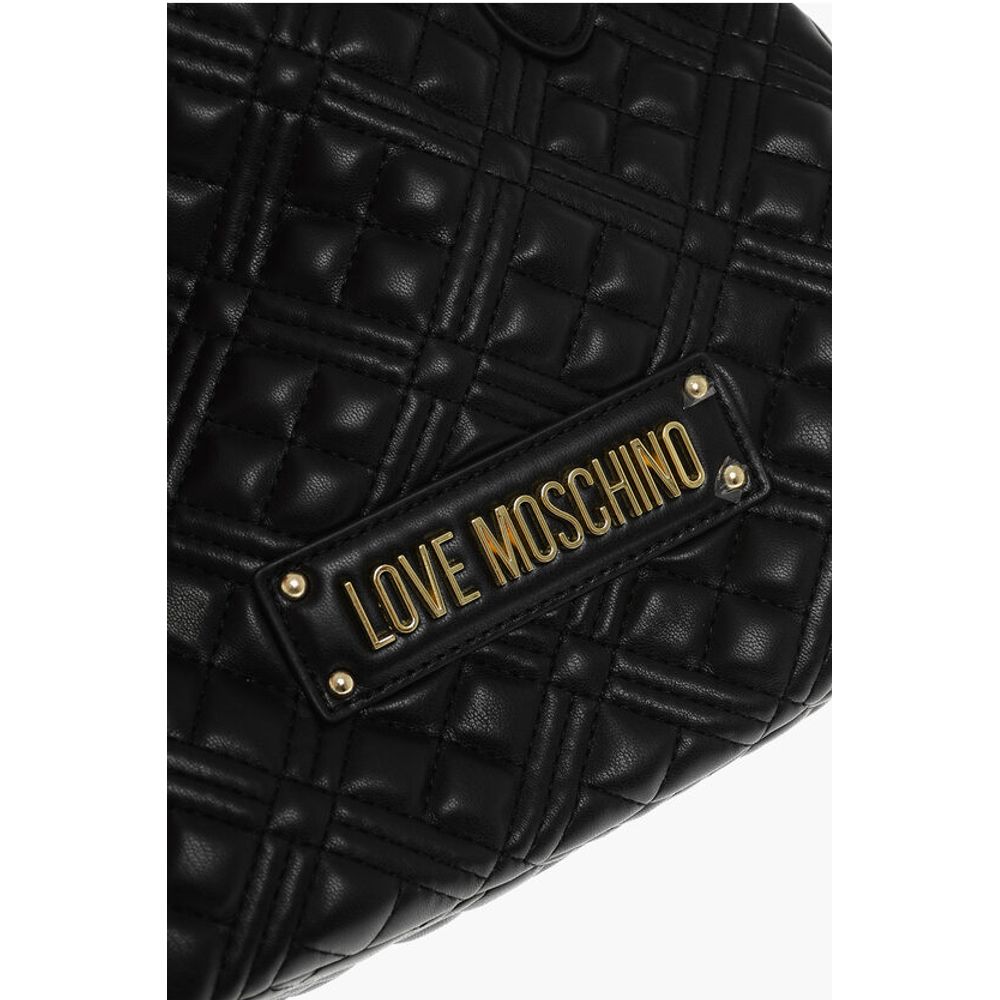 Moschino LOVE Quilted Faux Leather Hand Bag with Embossed Logos - Image 4