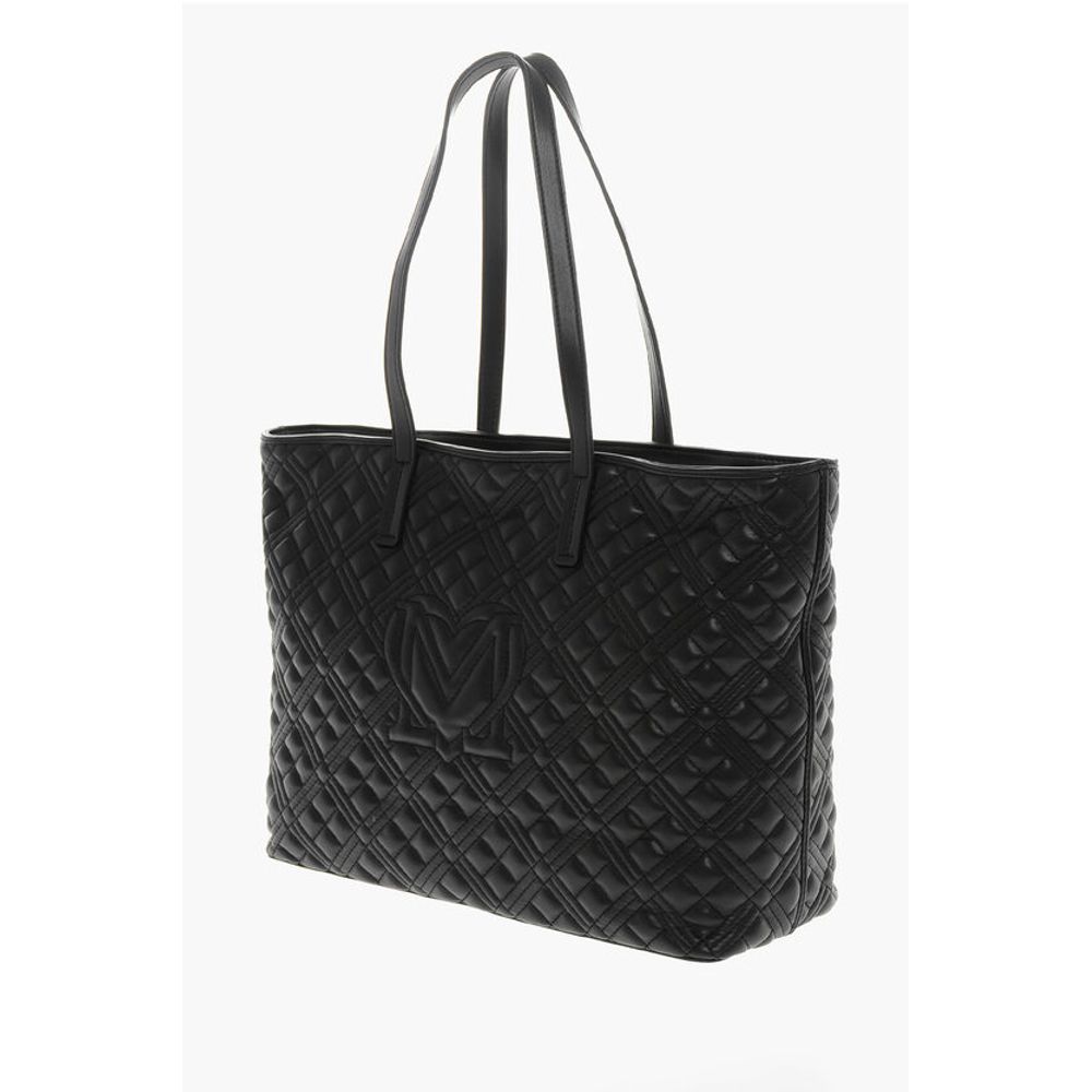 Moschino LOVE Quilted Faux Leather Tote Bag with Metal Logo - Image 2