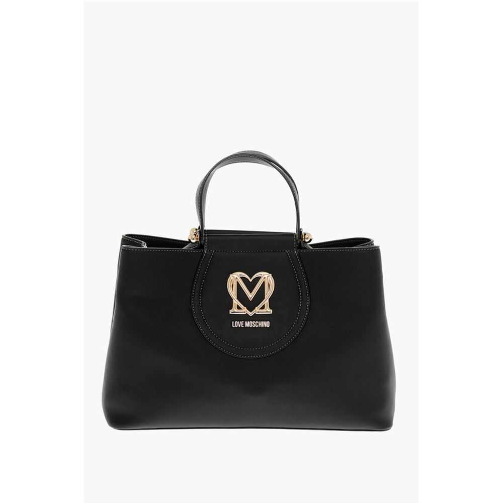 Moschino LOVE Faux Leather Tote Bag with Golden Logo