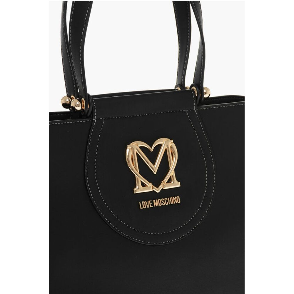 Moschino LOVE Faux Leather Tote Bag with Golden Logo - Image 4