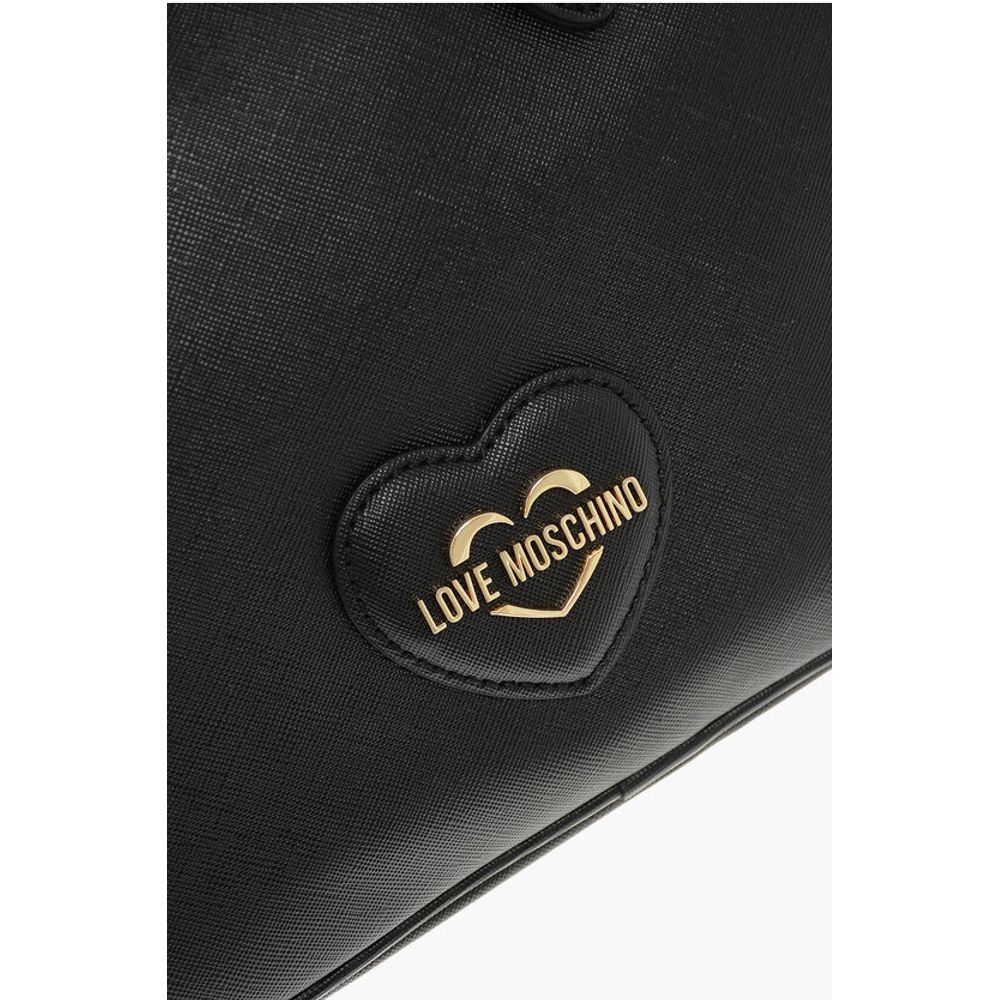 Moschino LOVE Saffiano Faux Leather Bag with Gold-colored Metal Logo - Image 4