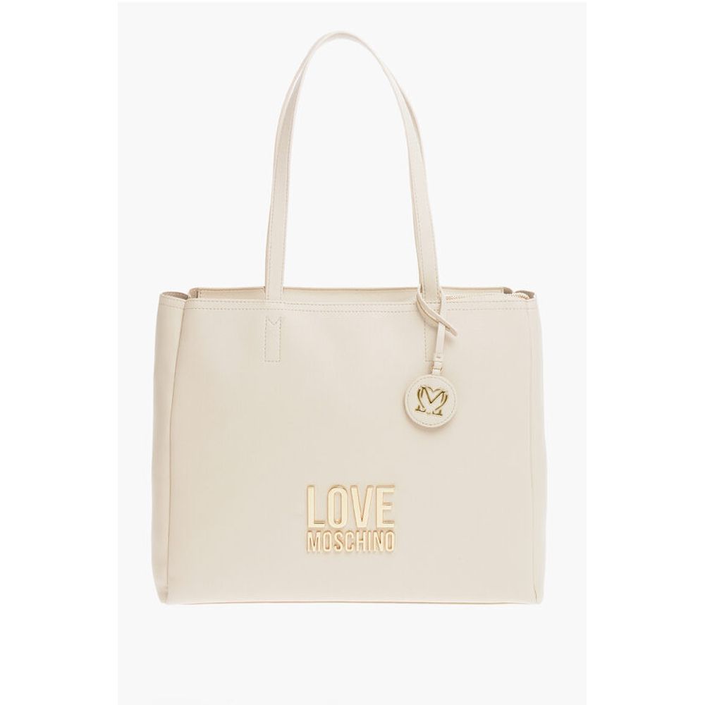 Moschino LOVE Faux Leather Tote Bag with Golden Logo