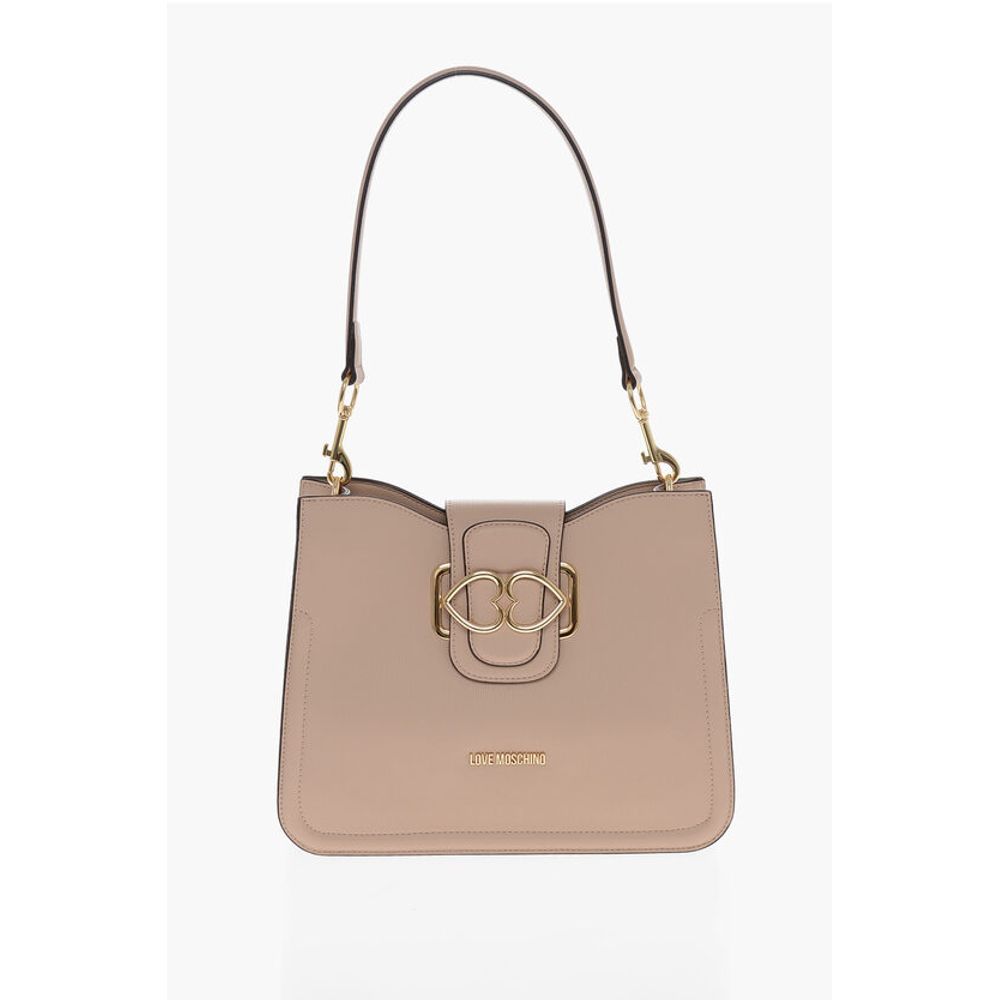 Moschino LOVE Faux Leather Shoulder Bag with Golden Hearts