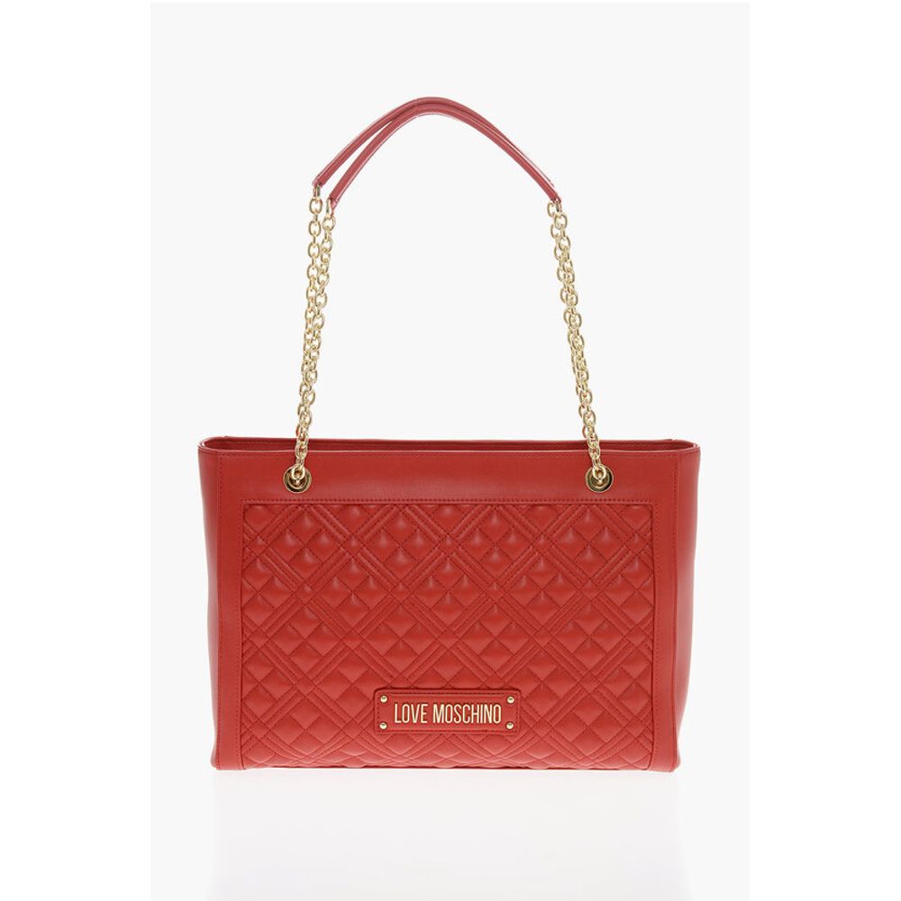 Moschino LOVE Quilted Tote Bag with Golden Chain