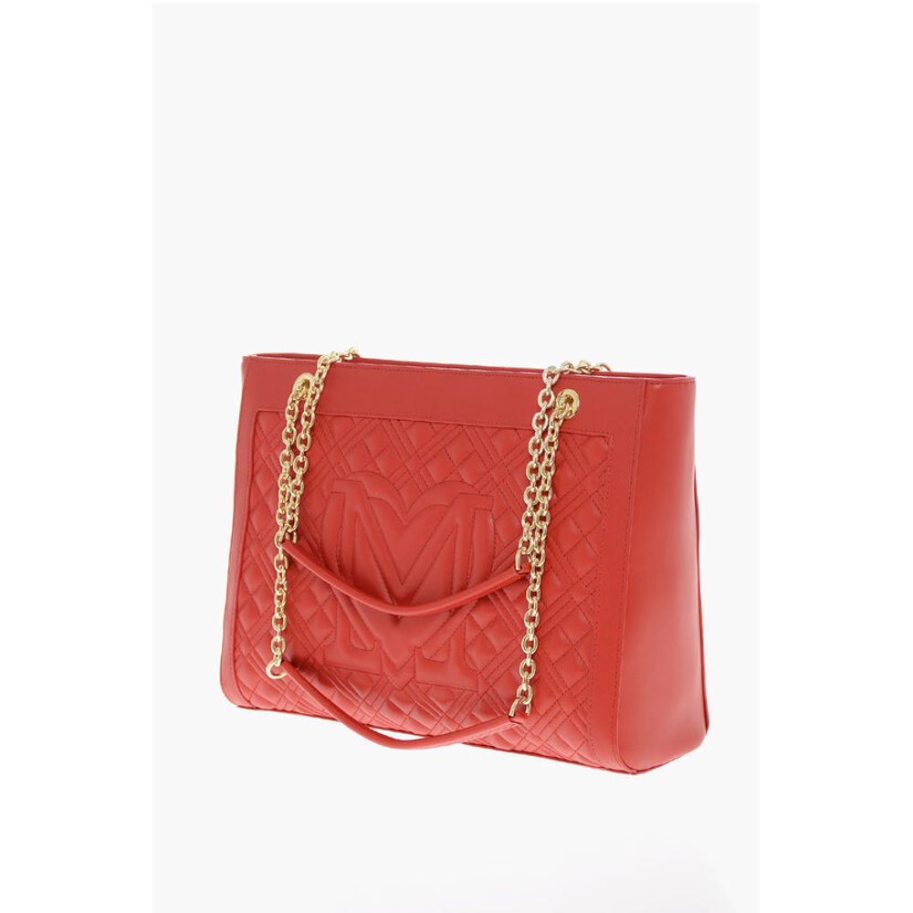 Moschino LOVE Quilted Tote Bag with Golden Chain - Image 2