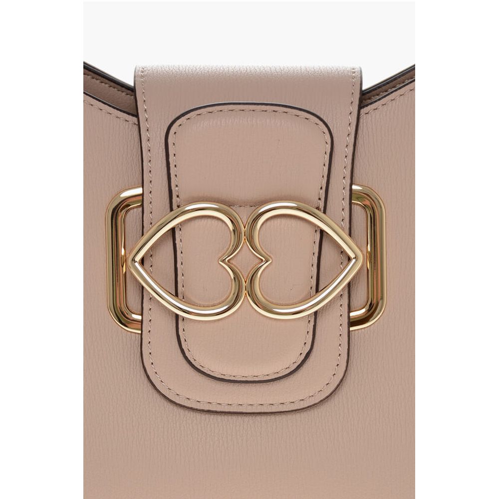 Moschino LOVE Faux Leather Shoulder Bag with Golden Hearts - Image 4