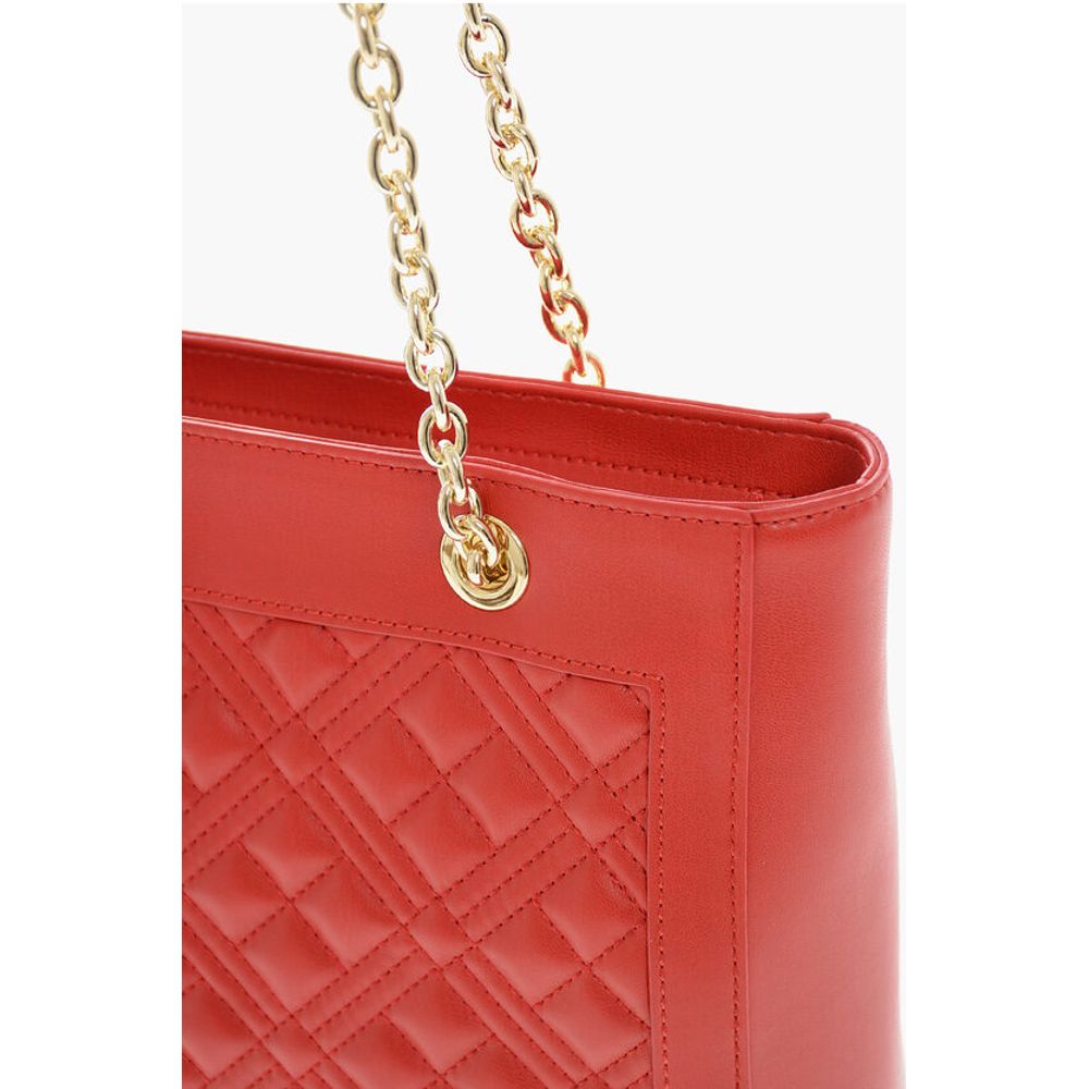 Moschino LOVE Quilted Tote Bag with Golden Chain - Image 3