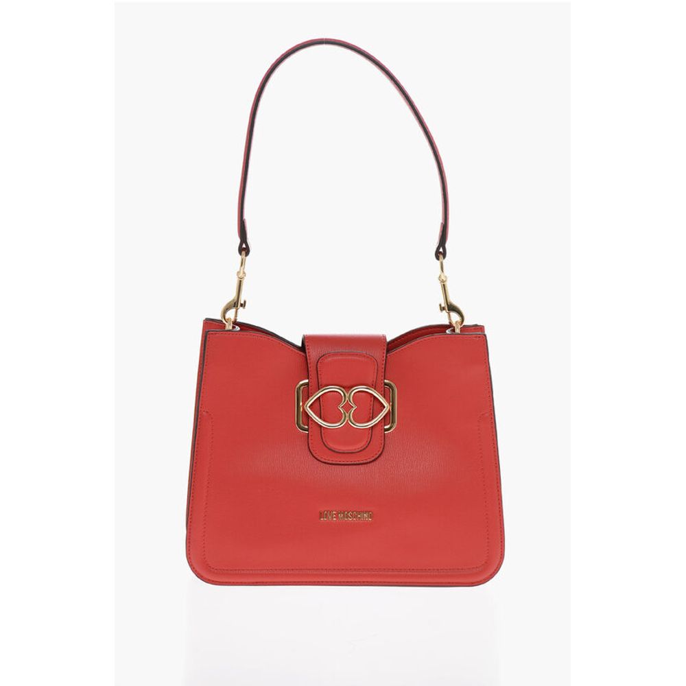 Moschino LOVE Faux Leather Shoulder Bag with Golden Hearts