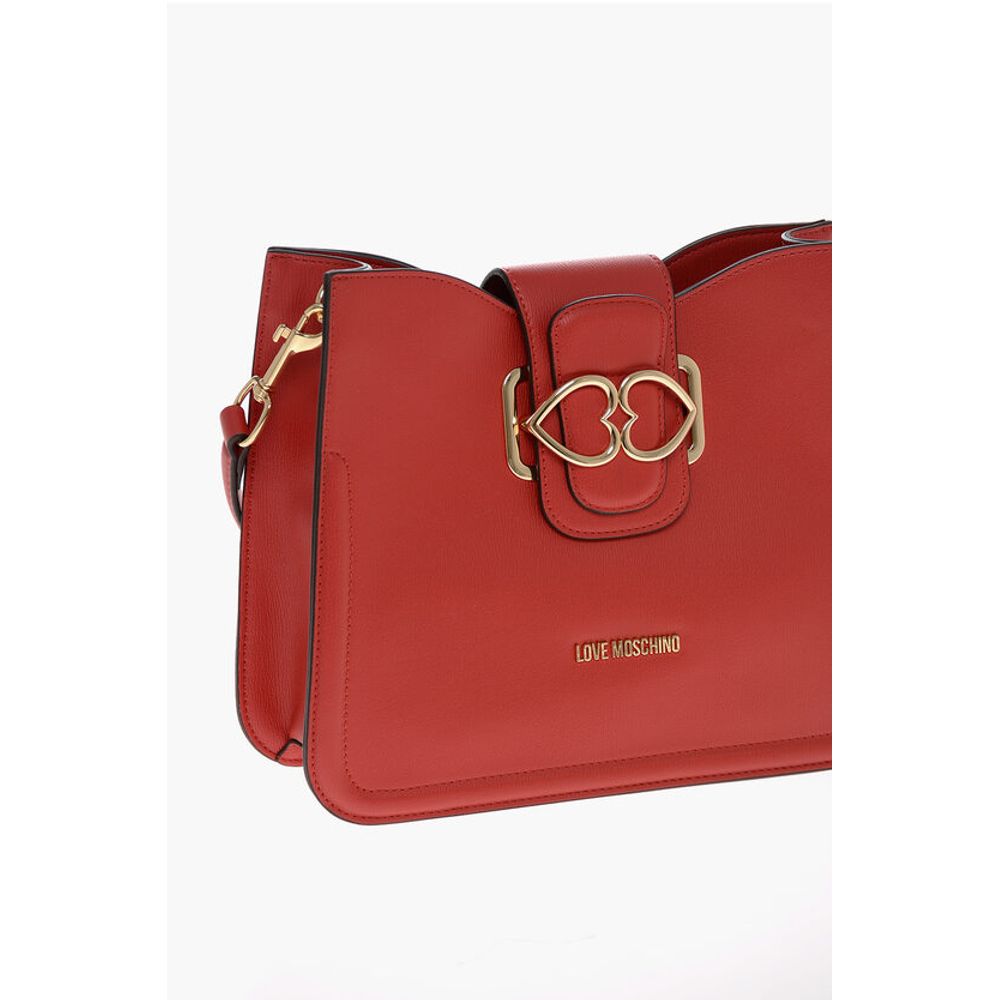 Moschino LOVE Faux Leather Shoulder Bag with Golden Hearts - Image 3