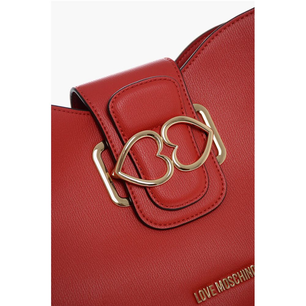 Moschino LOVE Faux Leather Shoulder Bag with Golden Hearts - Image 4