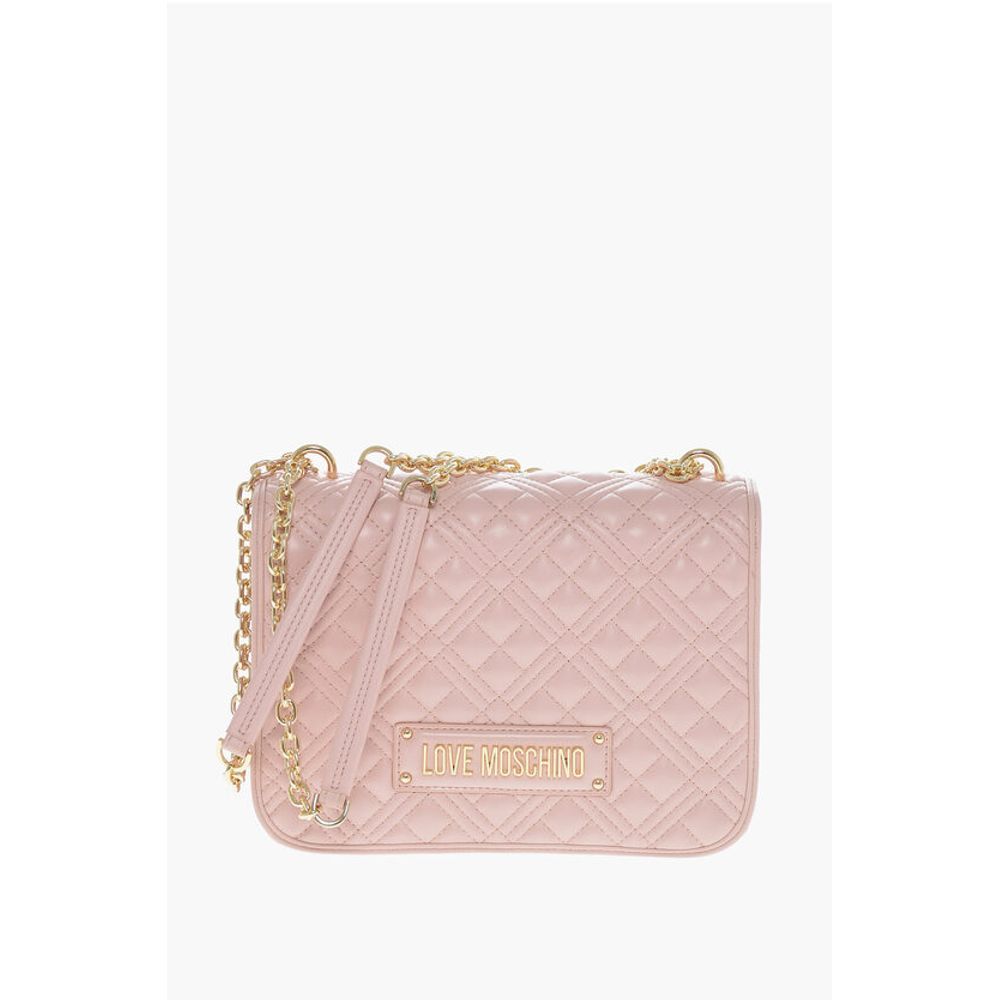 Moschino LOVE Faux Leather Quilted Shoulder Bag with LM on the back