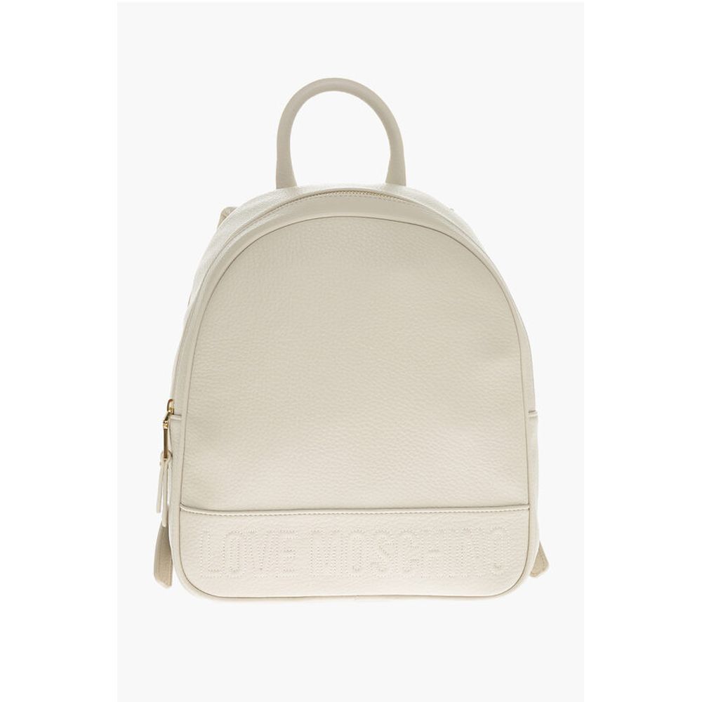 Moschino LOVE Textured Faux Leather Backpack with Embossed Logo