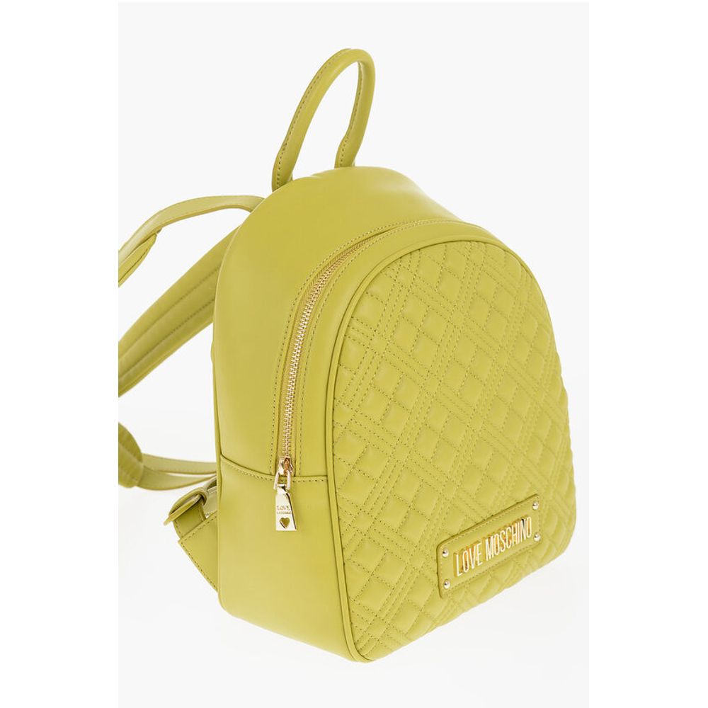 Moschino LOVE Quilted Faux Leather Backpack with Golden Logo - Image 2